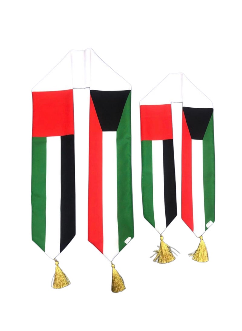 SEDRA | Kuwait & UAE National Flag Scarf with Tassel for Adult and Kids 2 piece